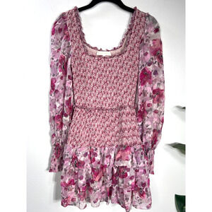 LoveShackFancy Scout Dress Fancy Pink Smocked Tiered Skirt Sheer Coquette